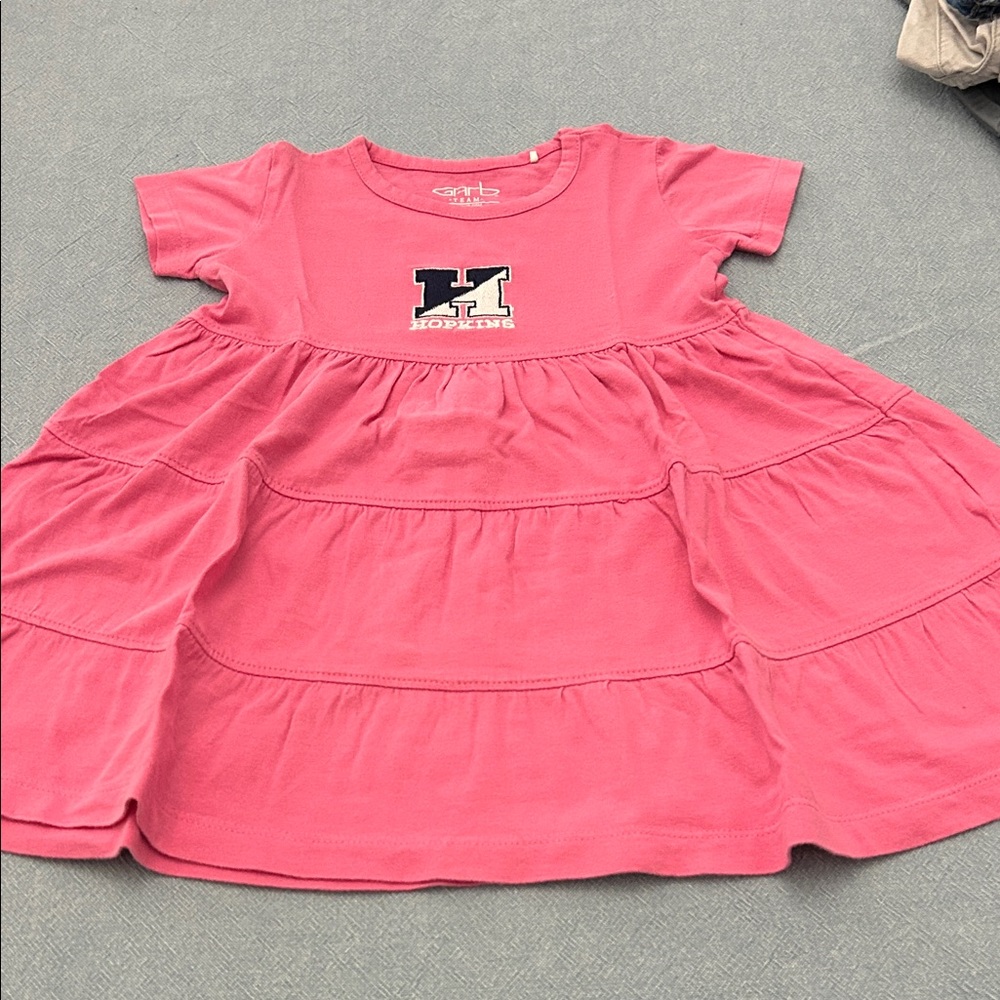 Girls' Pink Tiered Knit Dress with H Logo